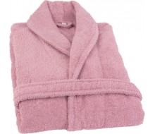 Badjas in badstof (380 g/m²) met sjaalkraag in old pink